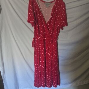 Red Polka Dot Wrap Midi Dress - Lark+Grey